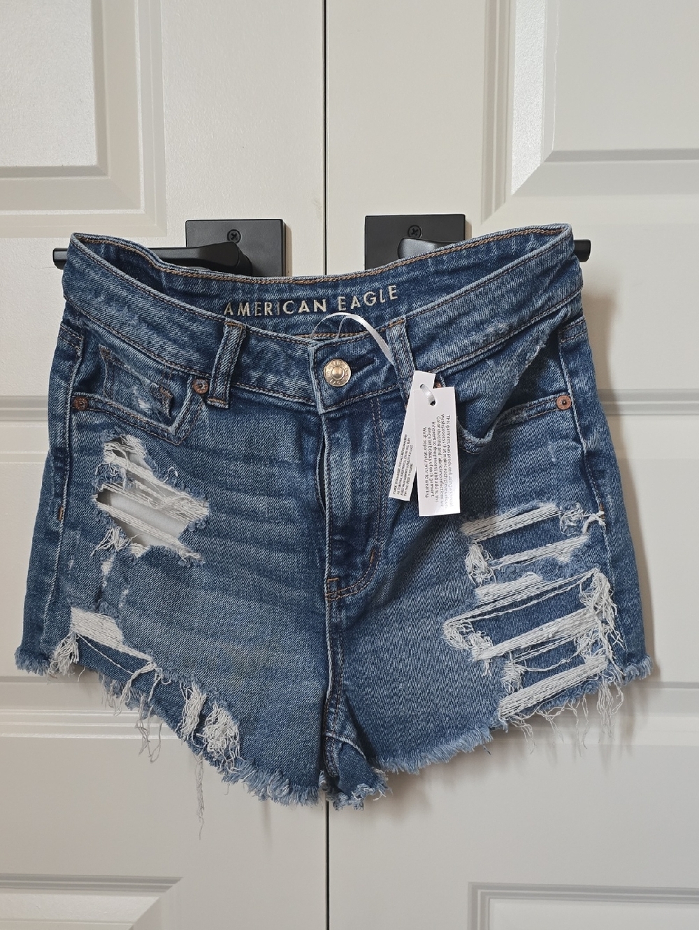 American Eagle Outfitters Distressed Mid-Blue Denim Cutoff Shorts
